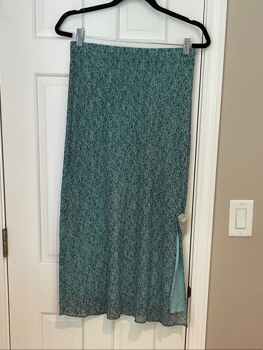 Calvin Klein Teal Patterned Maxi Skirt